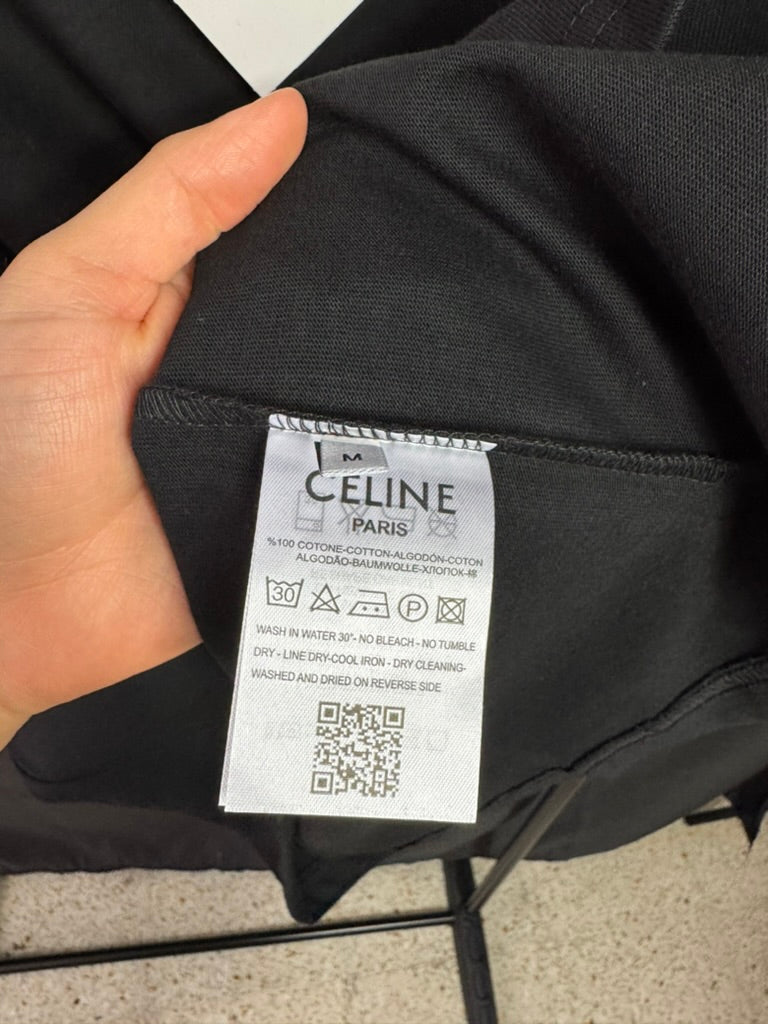 Playera Celine Mini Logo Bordado Negra UA