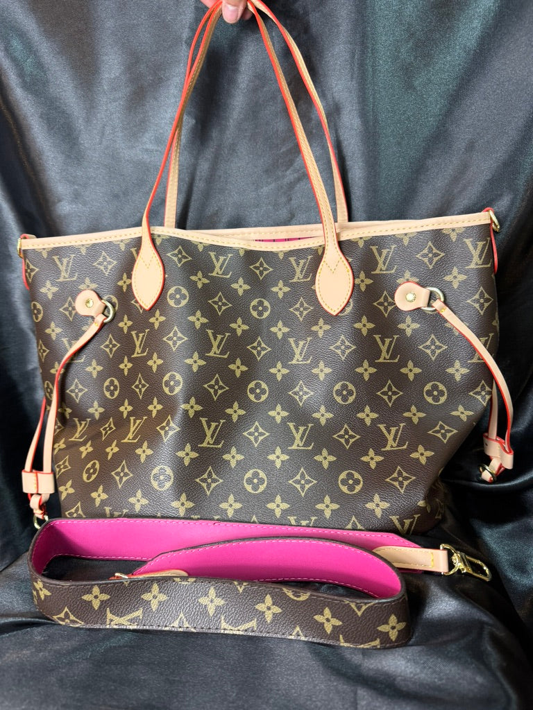 Louis Vuitton Neverfull Classic Monogram Pink Doble Vista