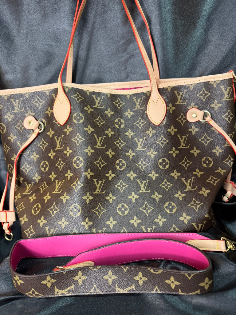 Louis Vuitton Neverfull Classic Monogram Pink Doble Vista