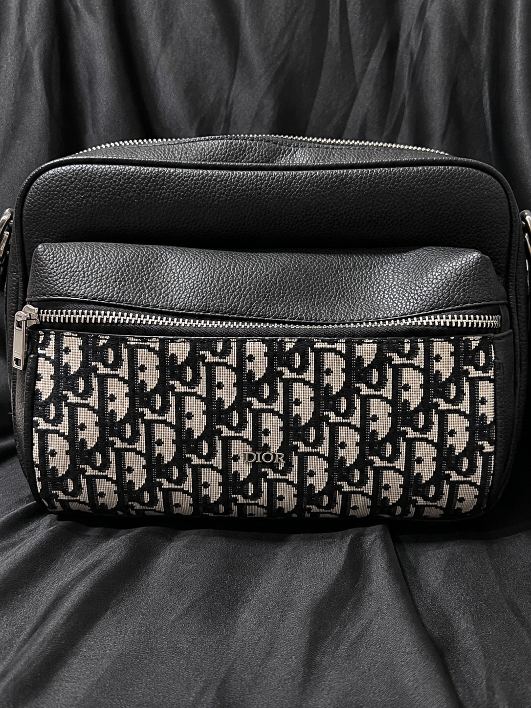 Dior Oblique Messenger Negra con Beige