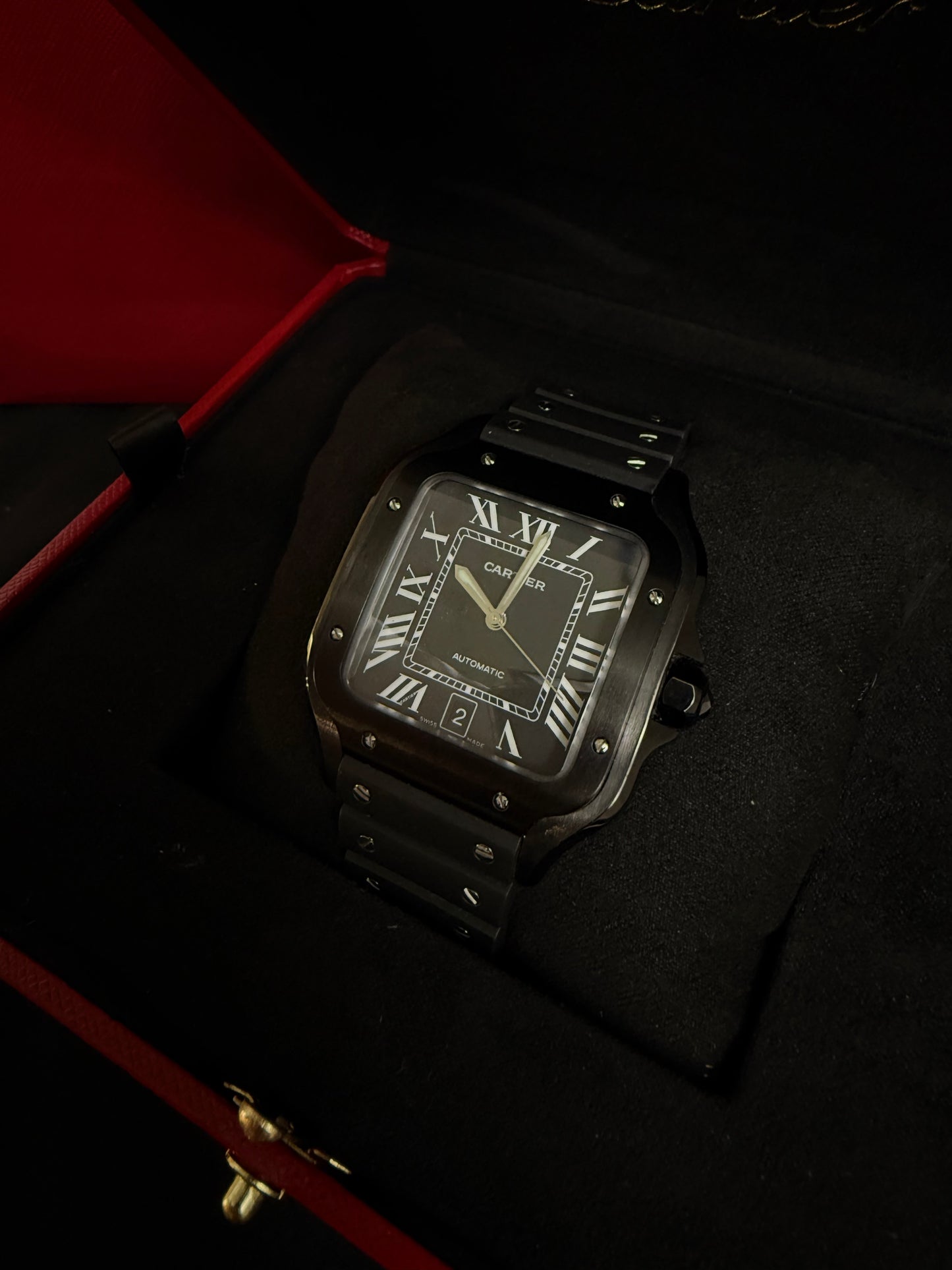 Cartier Santos Black Caucho