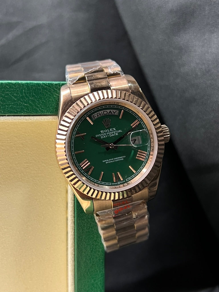 Rolex Day Date Rose Gold Olive Dial
