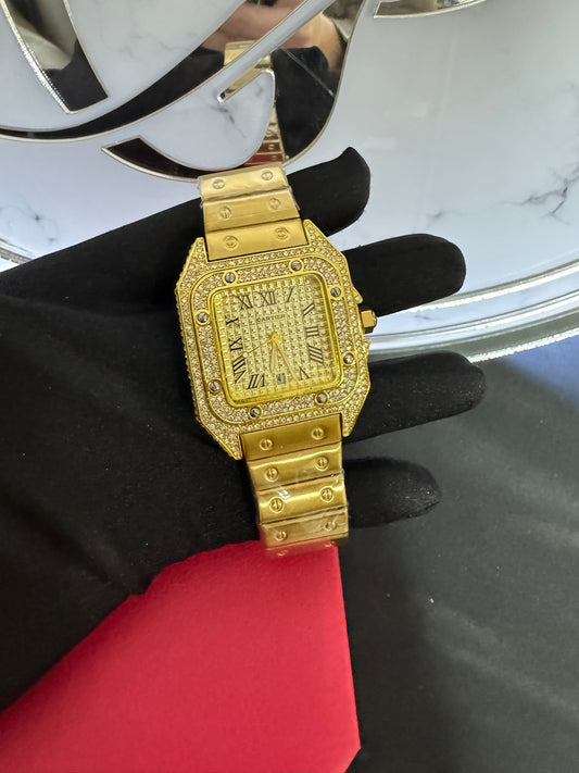 Reloj Cartier Santos Full Ice Dorado