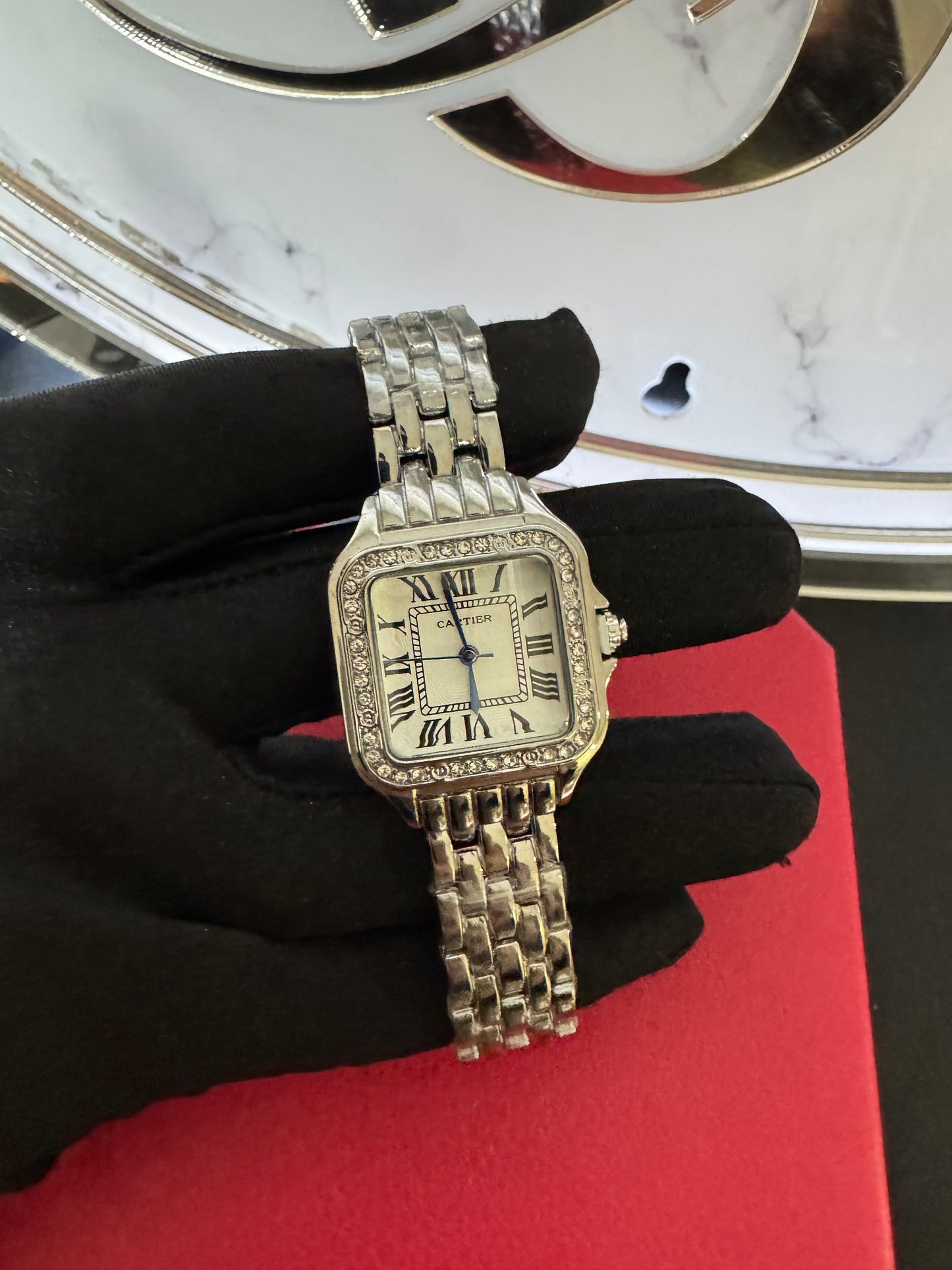 Reloj Cartier Panthere Plata con Piedras