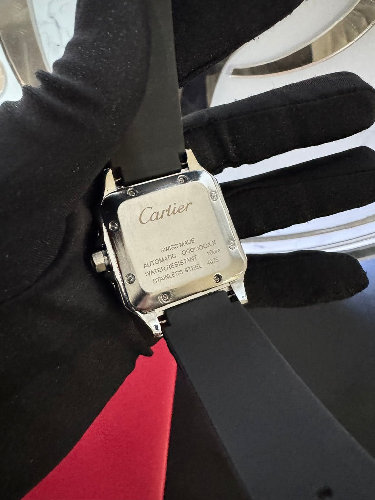 Reloj Cartier Santos Caucho con Piedras