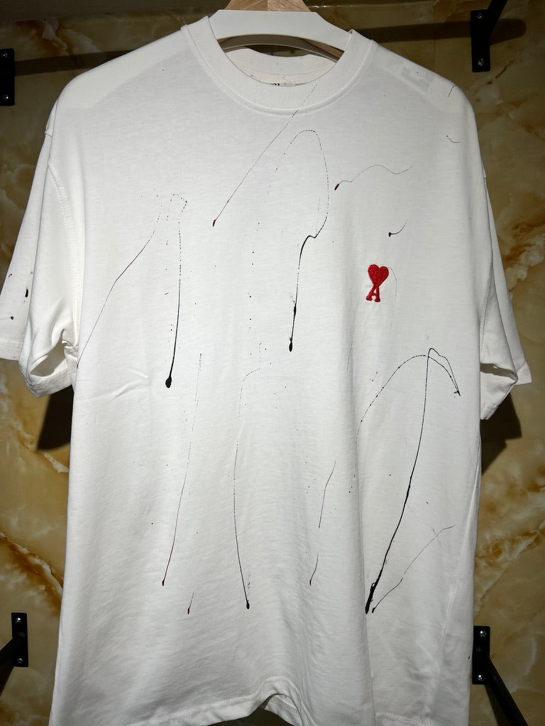 AMI Heart A Splatter Tee Blanca