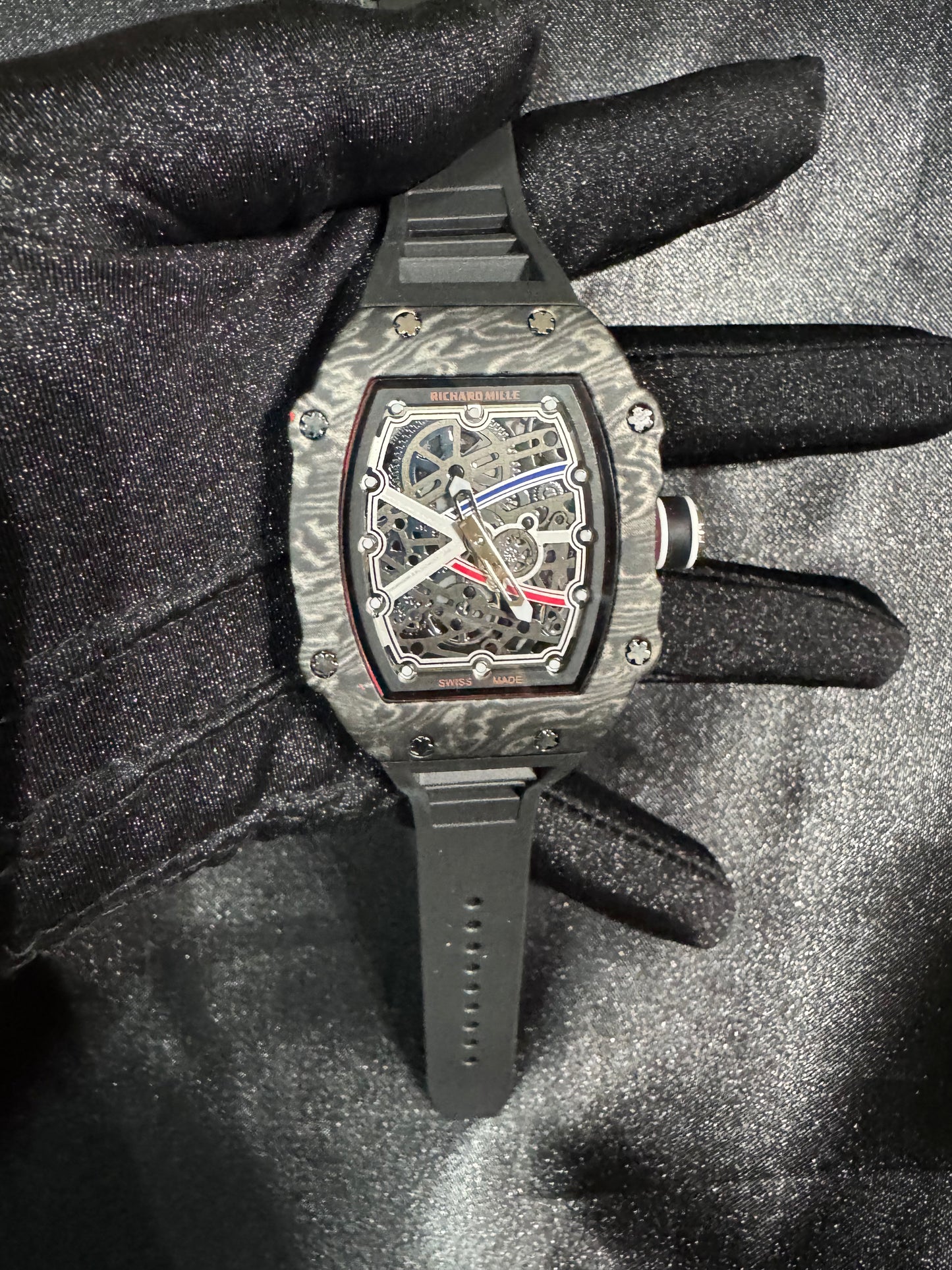 Richard Mille 67-02 Full Black Con Caucho Negro