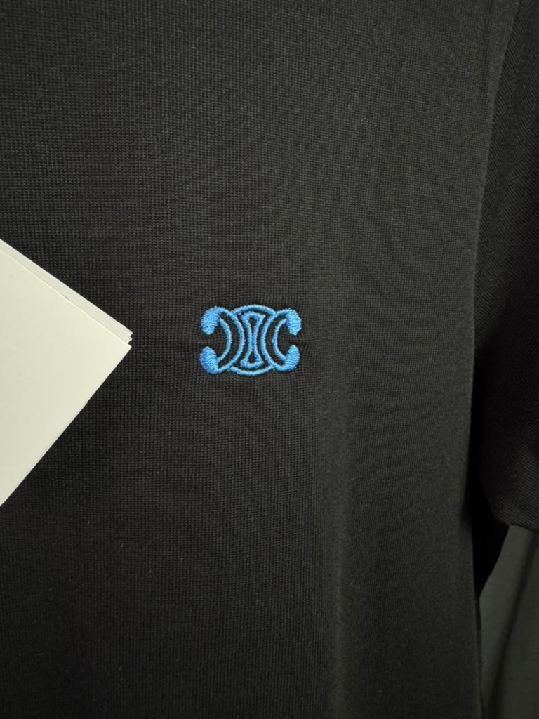 Playera Celine Mini Logo Bordado Negra UA