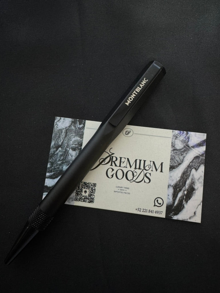 Pluma Mont Blanc Negra con logo Blanco