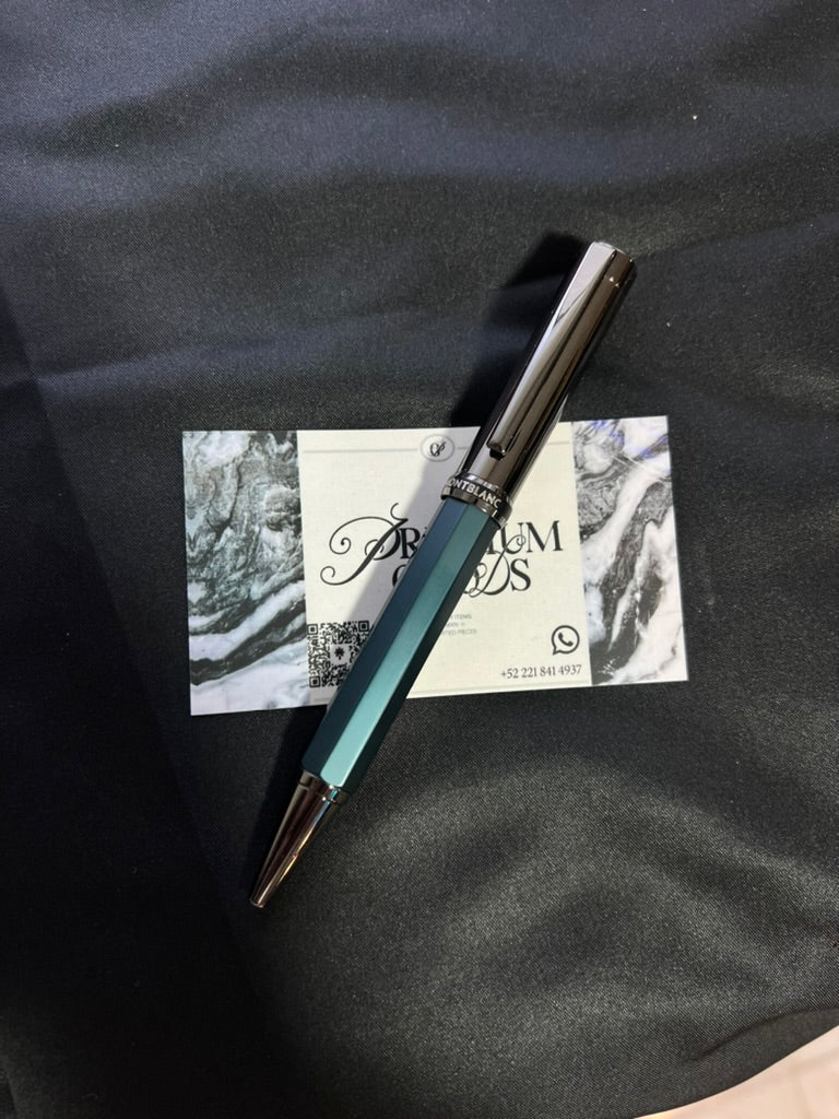 Pluma Mont Blanc Plata con Azul
