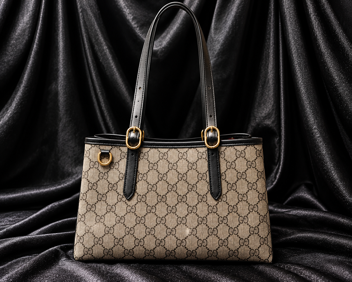 Gucci GG Supreme Tote Beige con Negro