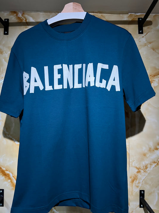 Balenciaga Tape Logo Tee Azul