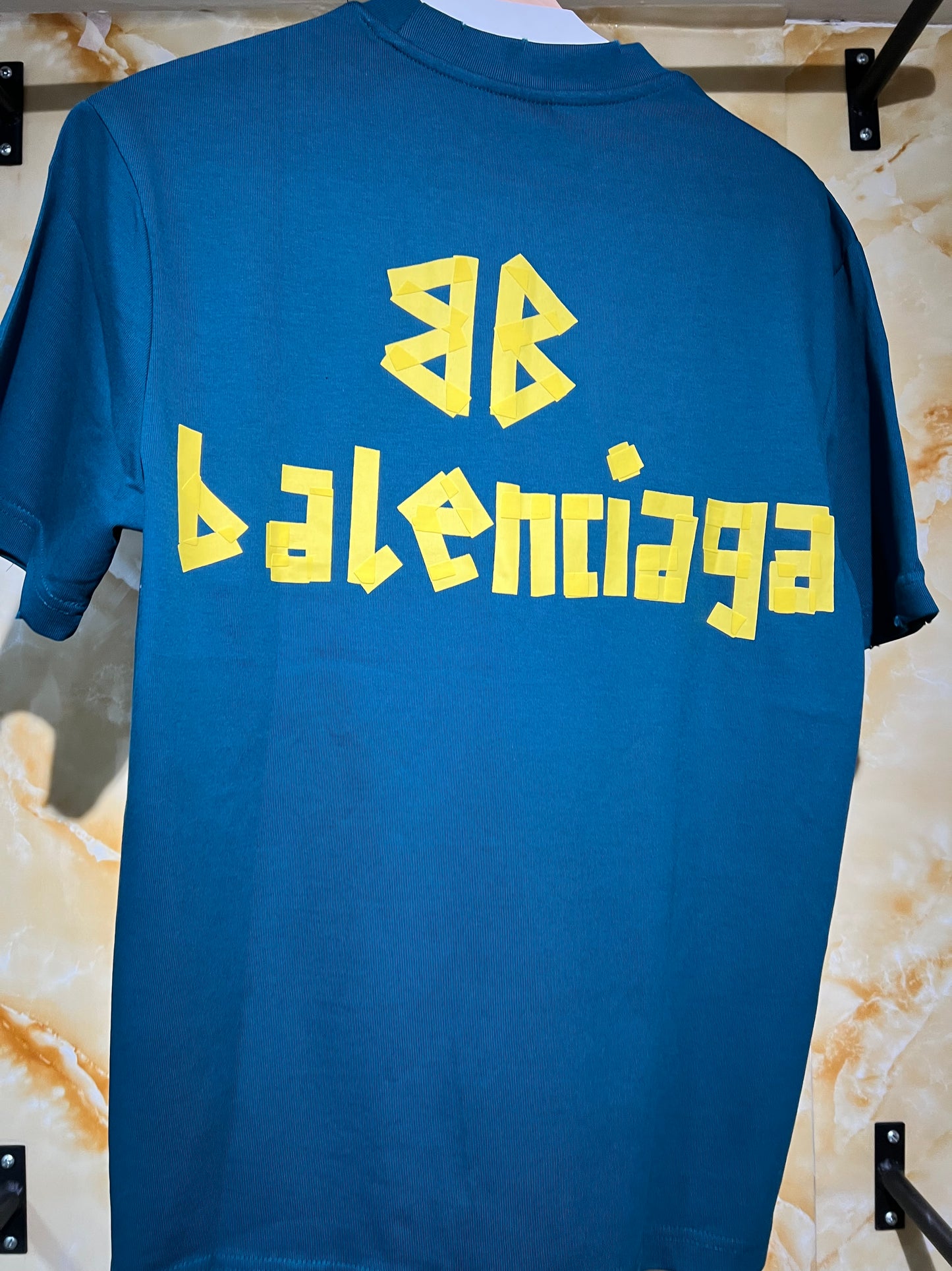 Balenciaga Tape Logo Tee Azul