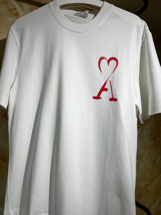 AMI Rainbow Heart Tee Blanca