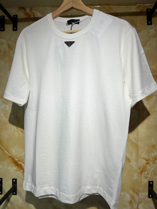 Prada Triangle Logo Tee Blanca