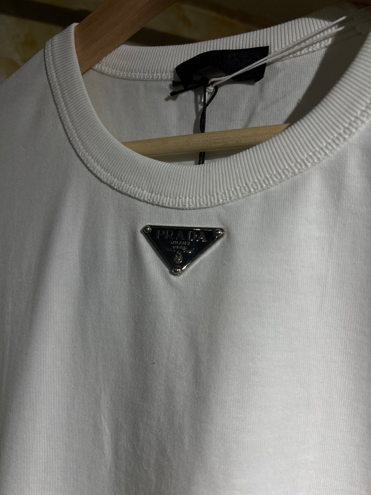 Prada Triangle Logo Tee Blanca