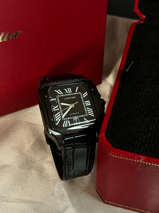 Cartier Santos "Black" Piel