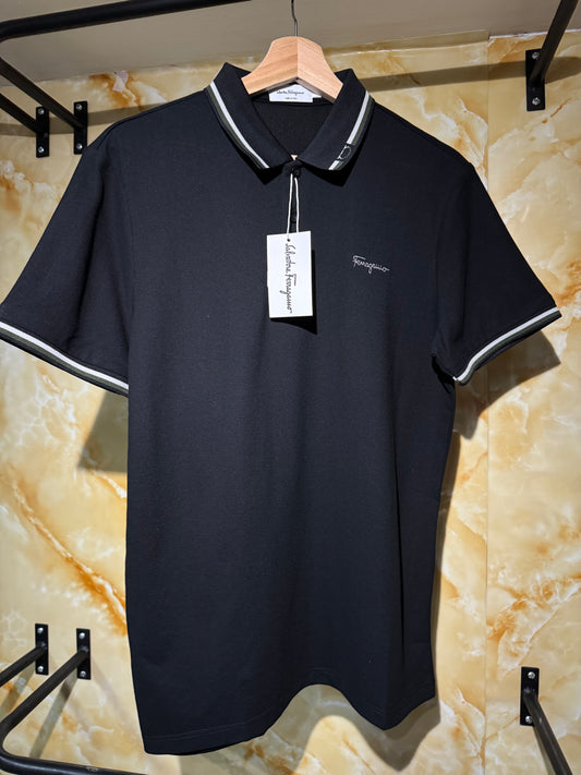 Ferragamo Playera Polo Negro