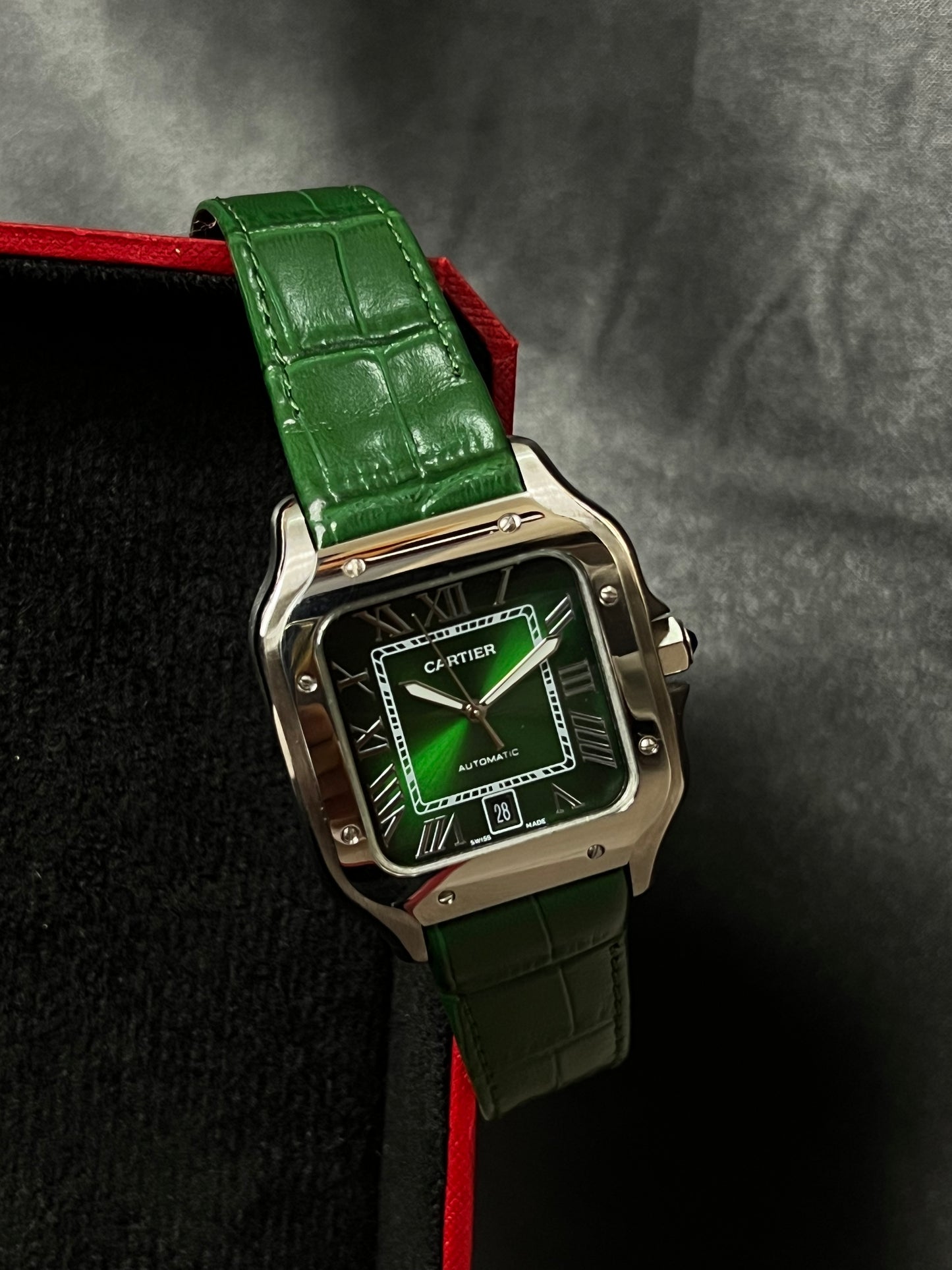 Cartier Santos Verde Piel