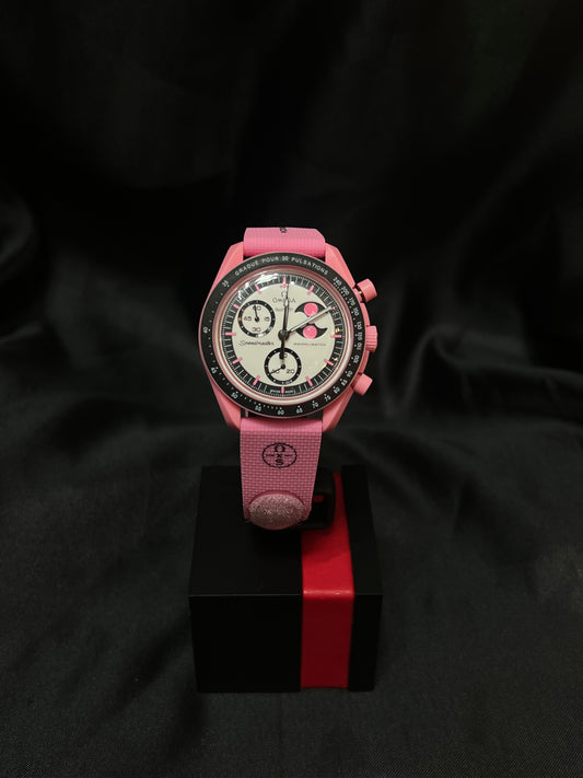 Omega Swatch Extensible Caucho Snoopy Rosa