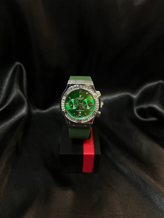 Hublot Cronograph Plata Verde AA