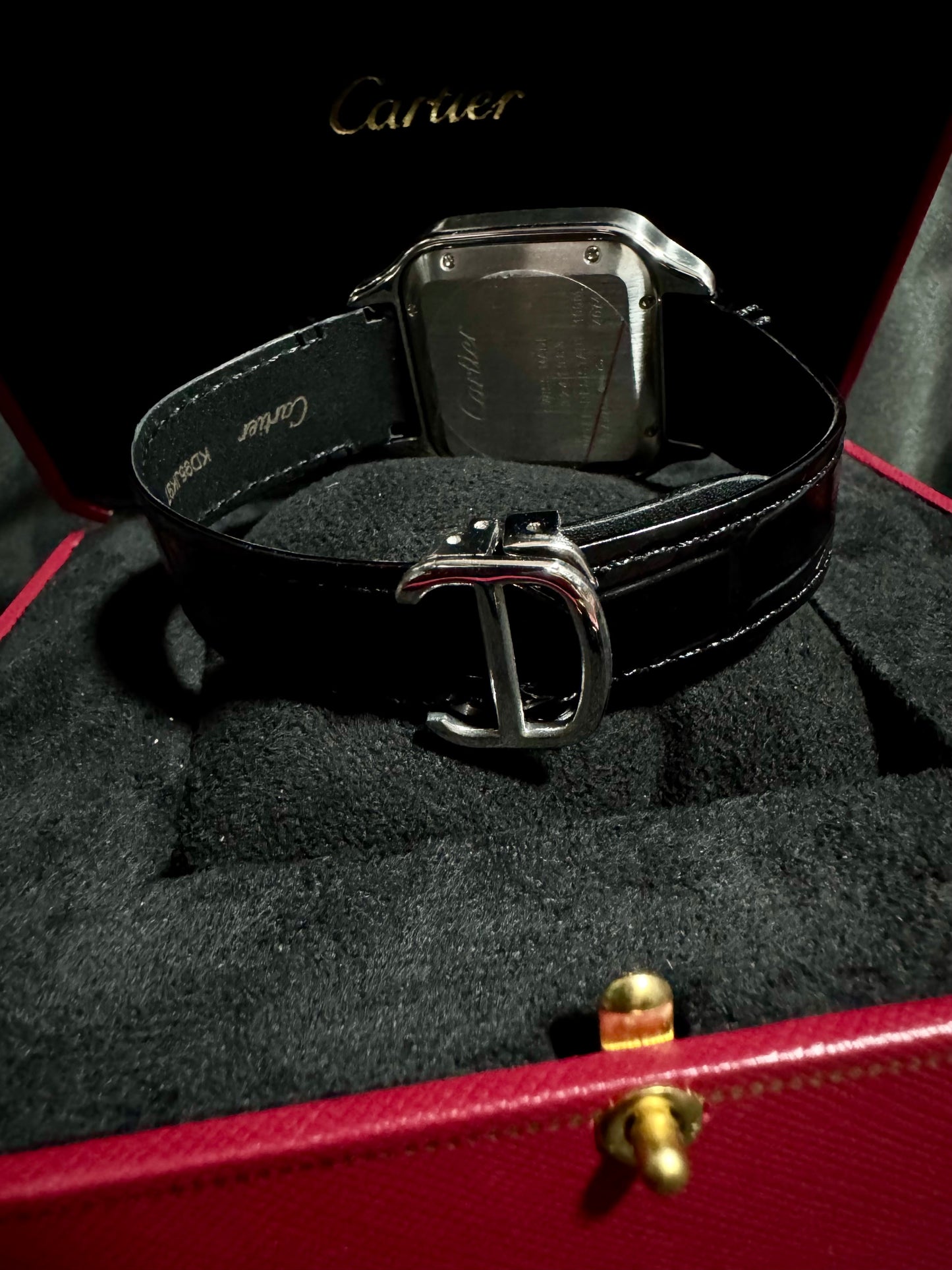 Cartier Santos Acero Correa De Piel