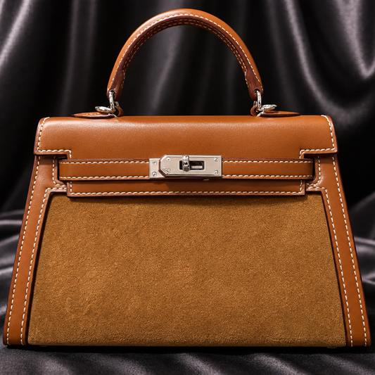Hermes Mini Kelly Gamuza Caramelo