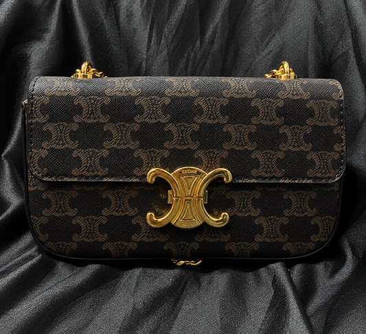 Celine Triomphe Monogram Shoulder Bag Café